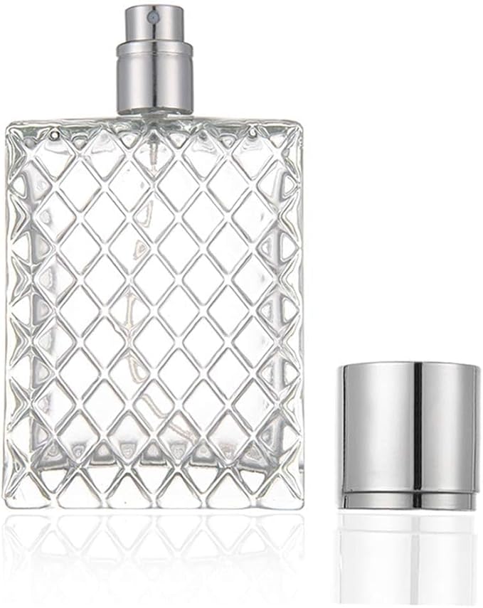 100ml 3.4Oz Transparent Glass Spray Bottles Empty Square Perfume Fine Mist Atomizer Refillable Essential Oil Container for Travel Spray Bottles Refillable Containers