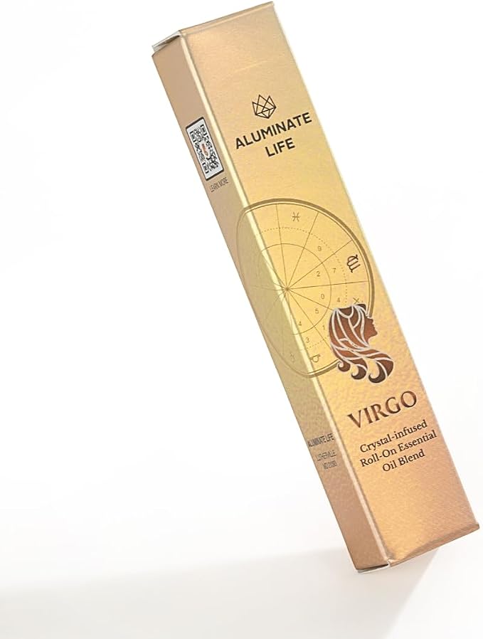 Virgo Zodiac Crystal-Infused Essential Oil Rollerball, Aromatherapy Blend - Balance & Clarity, Premium Astrology Sign Birthday Gift, Natural Therapeutic Roller, 10 mL