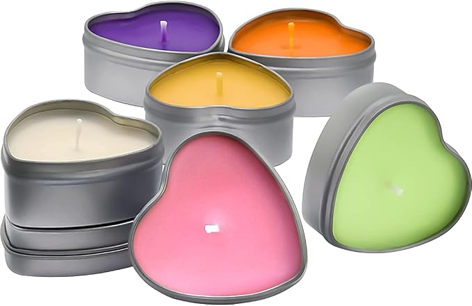 DEYBBY Scented Soywax Tea Light Candles, Big Size Heart Shaped Aromatherapy Candle - 6 Hours Burn Time, Silver Metal Travel Tin, for Spa, Home Décor, Wedding and Valentine's Day…