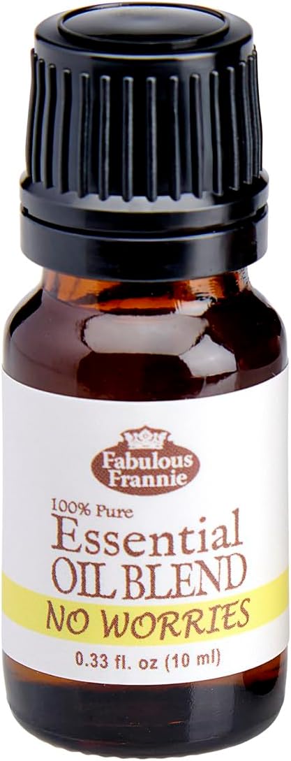 Fabulous Frannie No Worries Essential Oils Blend 10ml Made with Pure Essential Oils Lavender, Vetiver, Frankincense, Clary Sage & Spearmint.