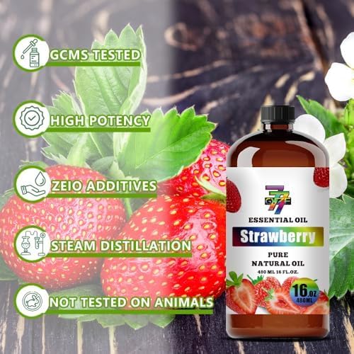 Strawberry Essential Oil, Strawberry Oils, for Diffuser, Humidifier, DIY Candles, Soap, Kids Room, Home, Gift, Essential Oil, GV77ZF Strawberry Fragrance Oil - 16 fl oz (480 ml)