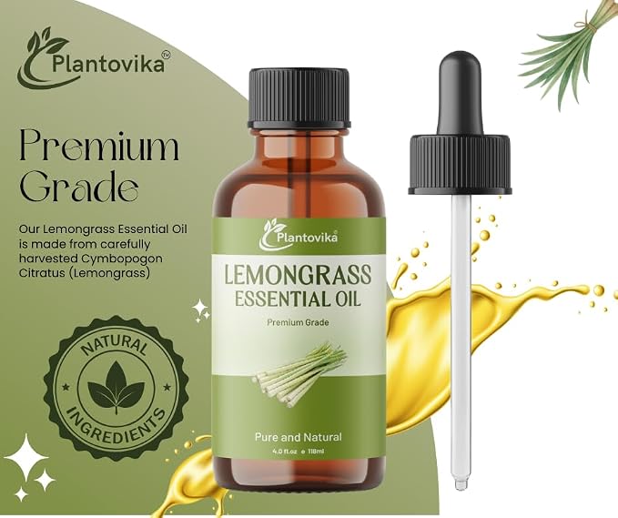 Lemongrass Essential Oil | 100% Pure and Natural | Premium Grade Essential Oil for Skin, Diffuser, Massage, DIY Candle and Soap Making (4 Fl Oz, Lemongrass)