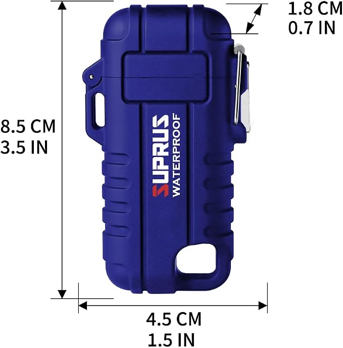 SUPRUS Waterproof Lighter Windproof Lighter Arc Plasma Lighters USB-C Rechargeable with Expandable and Flexible Neck for Outdoor, Camping & Kitchen (Blue, 2Packs)