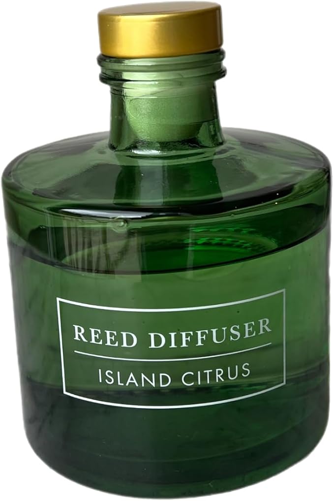 Bellevue Diffuser, 6 fl oz Glass Filled Diffuser, Highly Concentrated Fragrances with Essential Oils, Home Fragrance, Scent: Island Citrus
