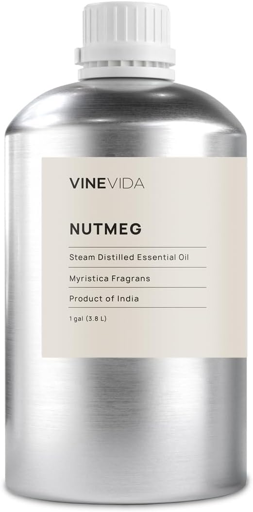 VINEVIDA Nutmeg Essential Oil - Gallon Nutmeg Oil Undiluted - Bulk Gallon Essential Oil for Soap Making & Candle Scents - 8 lbs