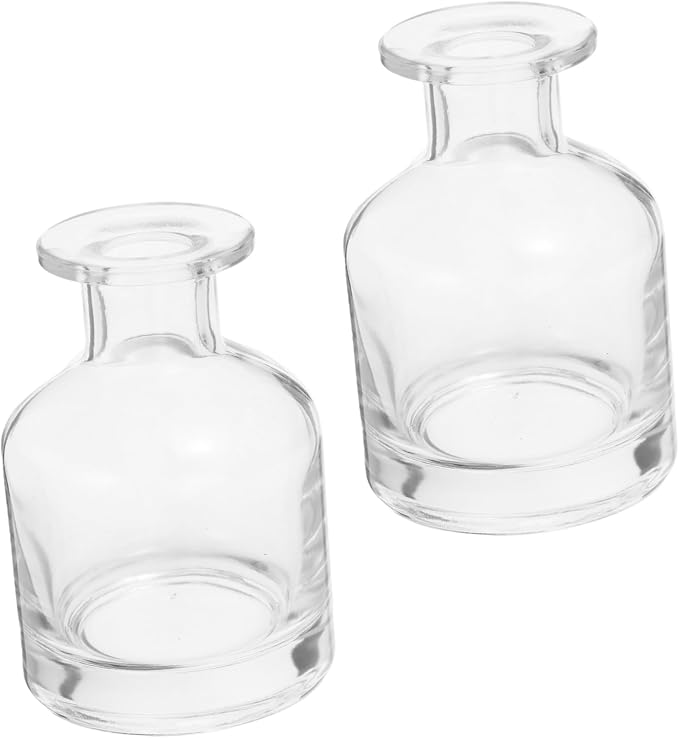 Generic 2pcs Glass Oil Diffuser Bottles Refillable Cylindrical Fragrance Containers for Home Office Durable Decorative Aroma Storage Jars for Essential Oils and Car Use