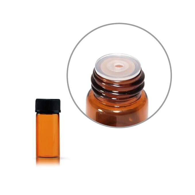 12 Pack Set Brown Screw Cap Glass Bottle Small Mini Empty Oil Vial (3ml)