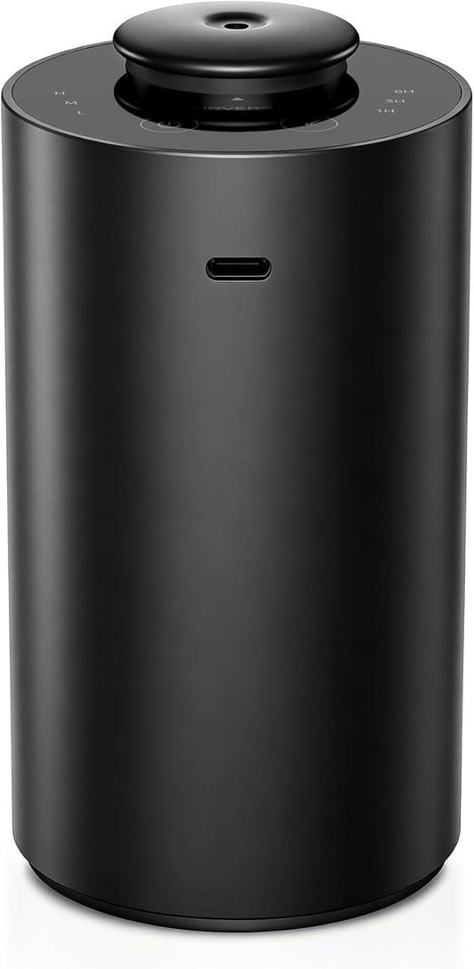 Airversa Waterless Essential Oil Diffuser for Home Aromatherapy Scent Diffusers with 3 Countdown Timer Settings or Timer-Off, 3 Mist Levels for Car Room Studio Office, ANX Premium Metal Black