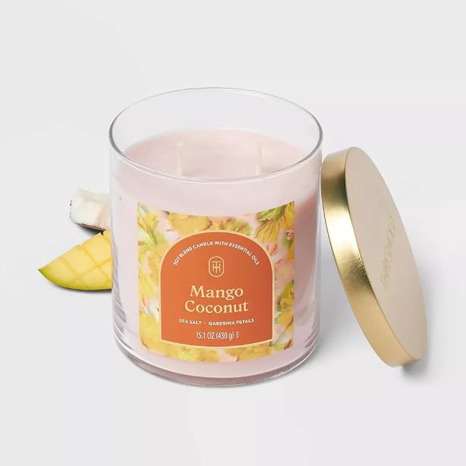 Threshold 2-Wick Lidded Glass Jar Candle (15.1oz, Mango Coconut)