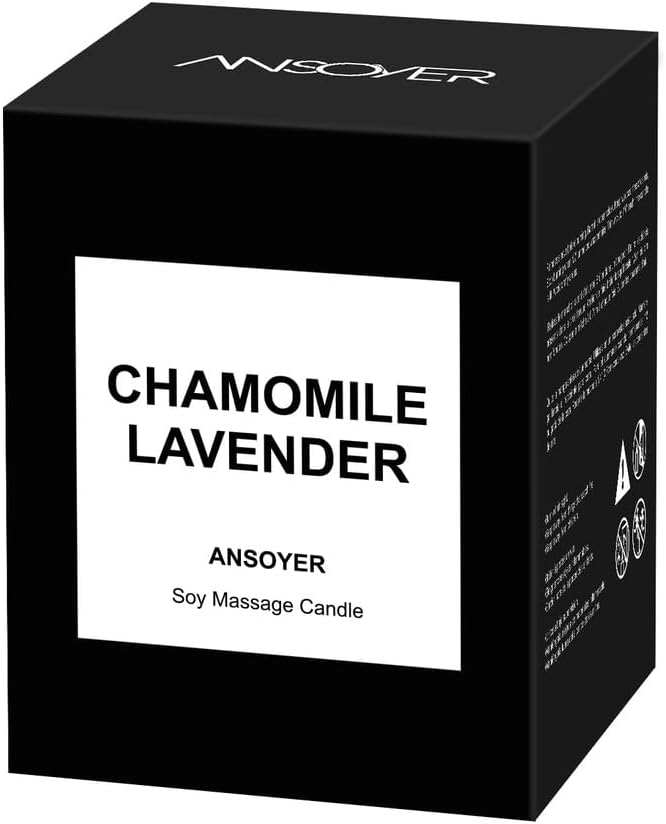 Massage Oil Candle, Chamomile Lavender Scented Candle for Spa Use, Gift Home Body Oil with Soybean Oil, Ultra Hydrating Body Care, 4.5oz