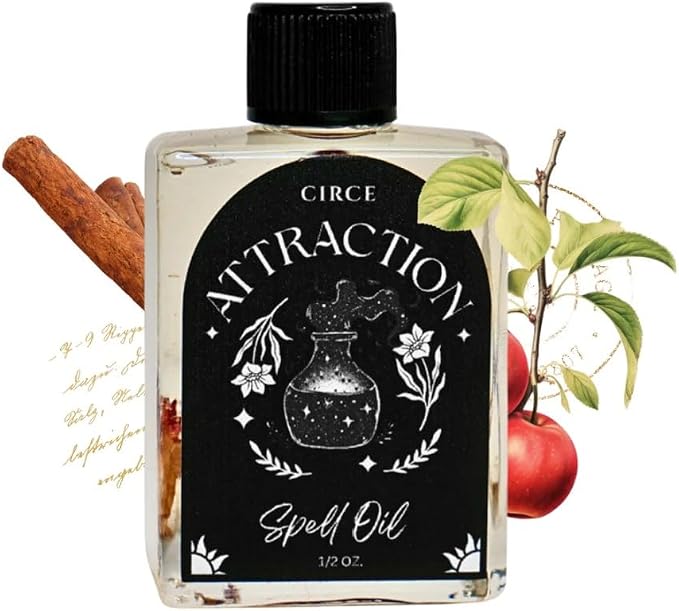 CIRCE Attraction Spell Oil - Enhance Magnetic Energy, Invite Positivity & Love - Add to Bath, Use in Rituals, Wear as Fragrance to Align w/Desires - Rose Petals, Cinnamon Chips & Grapeseed Oil- 1/2oz