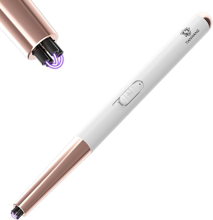 Electric Candle Lighter USB Rechargeable with Safety Lock & LED Display, Windproof Flameless Arc Lighter for BBQ, Camping, Kitchen, Gifts for Women Men(White)