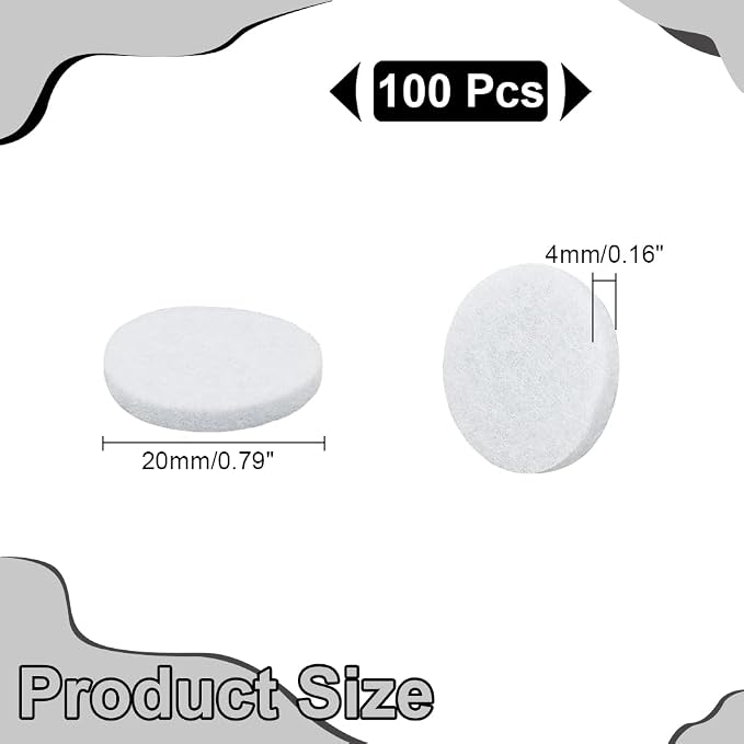 WADORN 100Pcs 20mm Round Aromatherapy Diffuser Refill Pad, Essential Oil Diffuser Replacement Refill Pads Microfiber Absorbing Circle Essential Pads for Diffuser Necklace Vent Clip Home Car