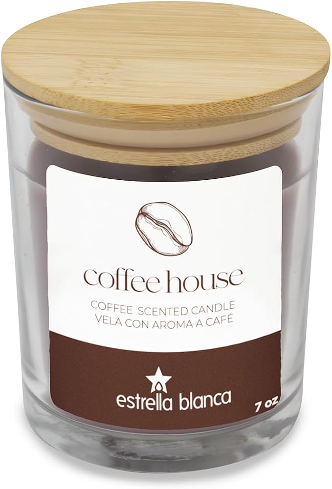 7oz Coffee House Scented Candle, Candles for Home Scented, Soy Blend Wax Candle, Gift for Women Men, Long Burning Candle