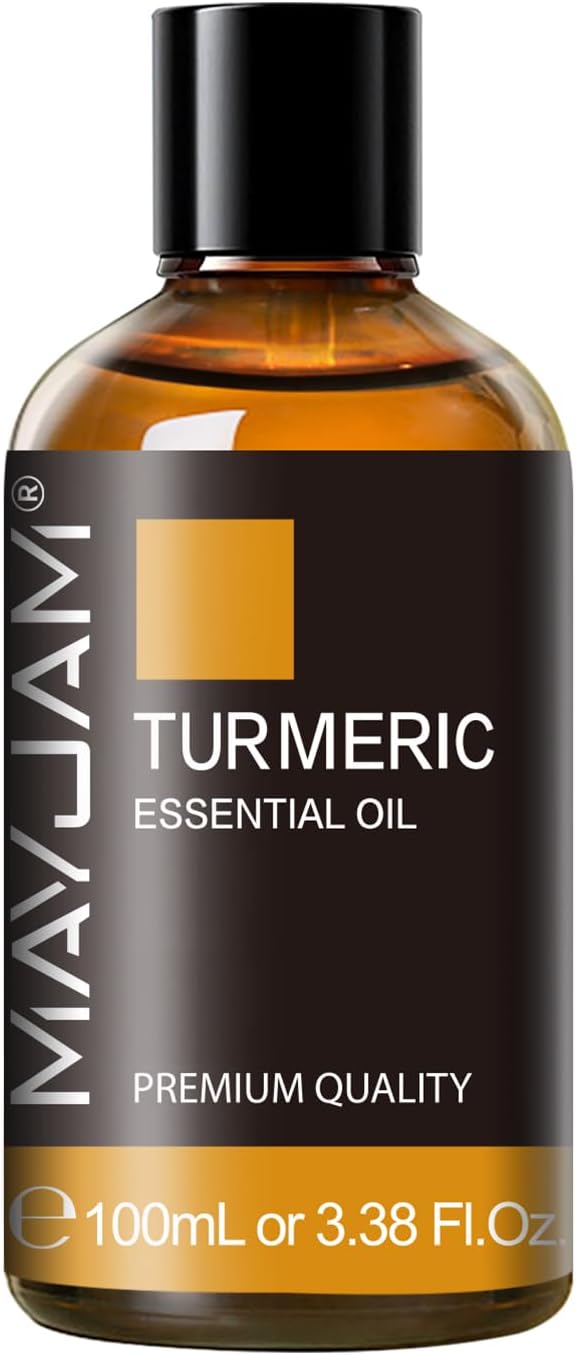 Turmeric Essential Oil, MAYJAM Essential Oils for Diffusers, 3.38FL.OZ/100ML Large Volume Turmeric Oil with Premium Glass Dropper