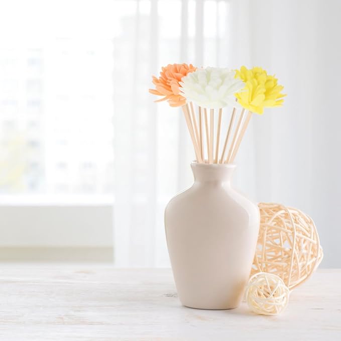 Baluue Flower Reed Diffuser Sticks 12pcs – Porous Rattan & Fiber Flower Heads for Fast Oil Wicking and Consistent Scent Throw – for Bathroom, Office, Bedroom, Aromatherapy Enthusiasts