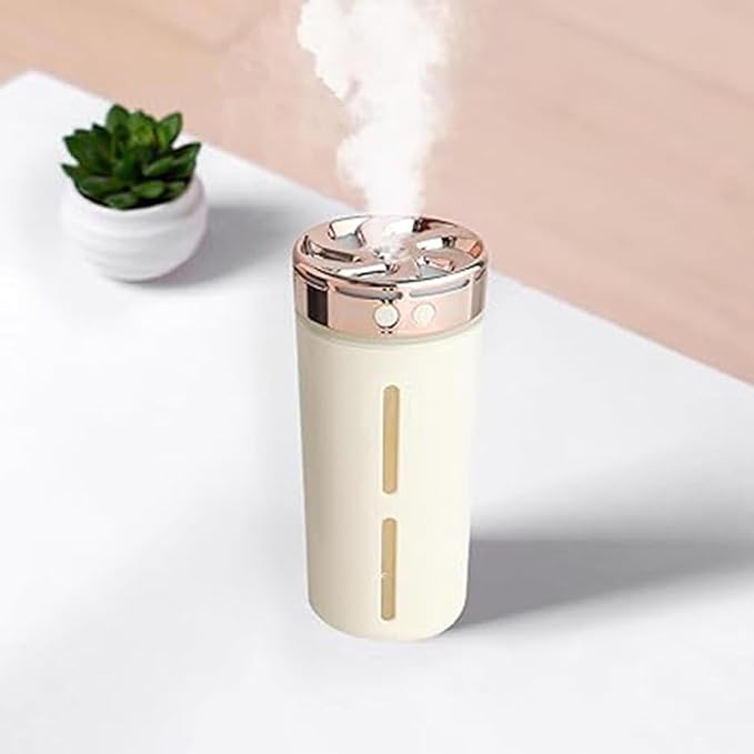 In-vehicle Air humidifier Portable 300ml Rechargeable Car Humidifier with Colorful LED Night Light, USB Plug-In, and Aroma Diffuser for Home Office (a)