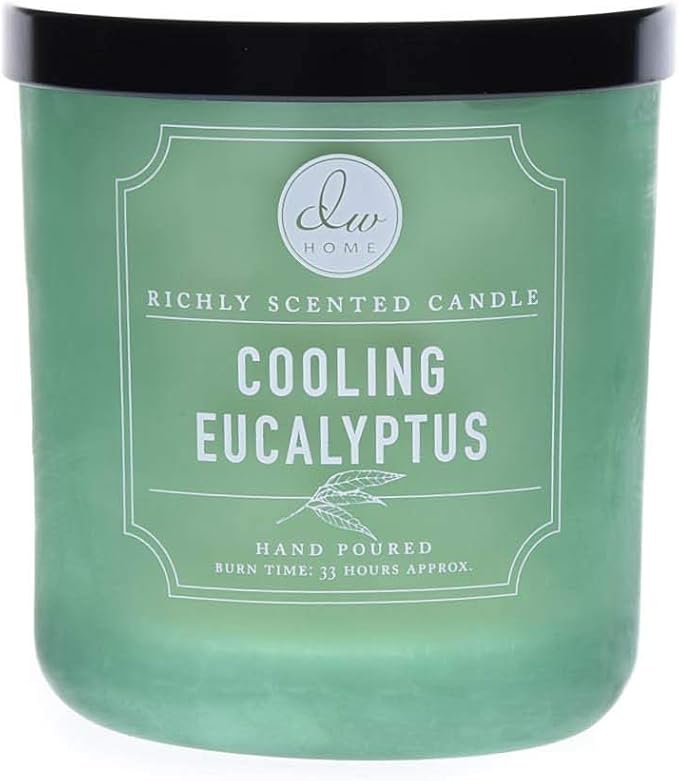 DW Home Cooling Eucalyptus Scented Candle for Home, 9 oz, Medium Single Wick Candle Jar, Up to 33H Burn Time, Luxury Scented Candle for Relaxation, Gifting, Home Decor