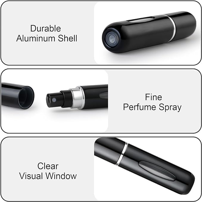 5PCS Cologne Travel Bottle, Perfume Travel Refillable, Perfume Atomizer, Mini Spray Bottle and Small Cologne Sprayer for Daily Use