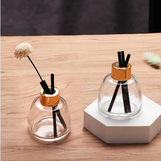 Empty Reed Diffuser Bottle and Black Reed Diffuser Sticks Refill Set for Bathroom Hotel Home Decoration (3, Transparent, 100ml)