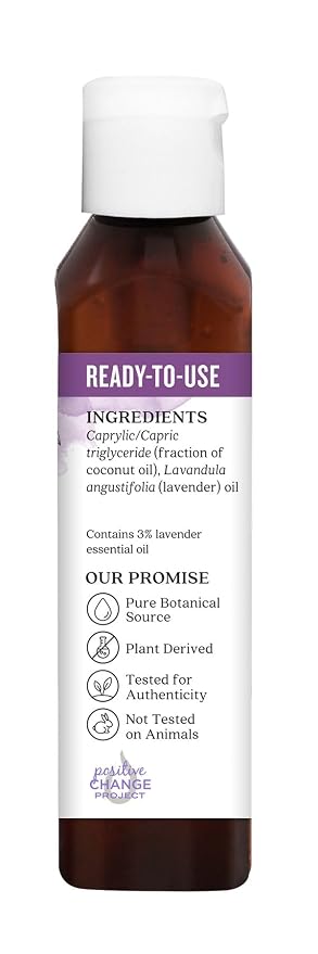 Aura Cacia Ready-to-Use Lavender Essential Oil in Fractionated Coconut Oil | GC/MS Tested for Purity | 4 fl. oz.