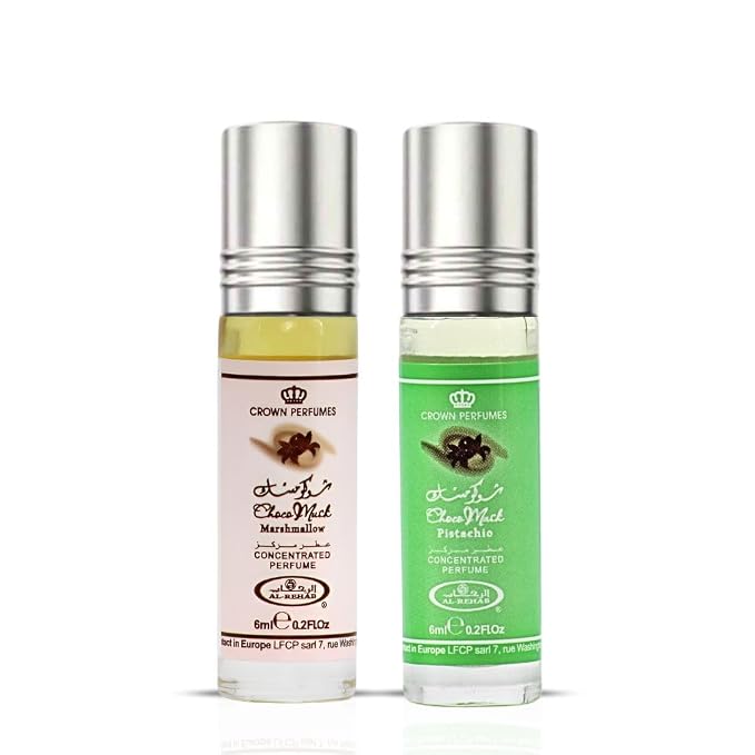 Al-Rehab Choco Musk Marshmallow & Pistachio 6ml (0.2 oz) | Sweet Gourmand Fragrance | Chocolate, Vanilla, Fruity & Nutty Scents | Long-Lasting Roll-On Fragrance Oils (Bundle)