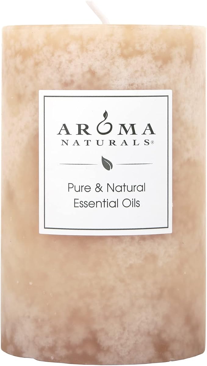 Aroma Naturals Ginger and Clove Essential Oil Beige Scented Pillar Candle, Earth, 2.5 inch x 4 inch