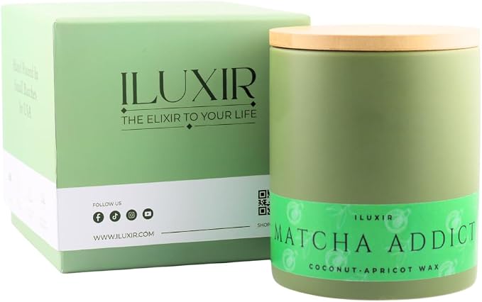 Matcha Scented Candle – Long Burning & Non-Toxic Perfumed Candles, Green Tea, Citrus & Sandalwood, Handcrafted Aromatherapy Candle for Matcha Lovers – (13 oz with Bamboo Lid)
