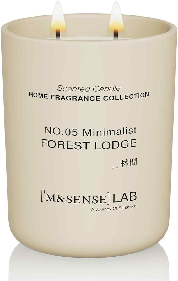 M&SENSE Natural Soy Large Candle| Forest Lodge | 16.6 oz, 95H Burn | Mini Spring Scented Candles for Relaxation,Meditation, Home Décor | for Bedroom, Office, Party