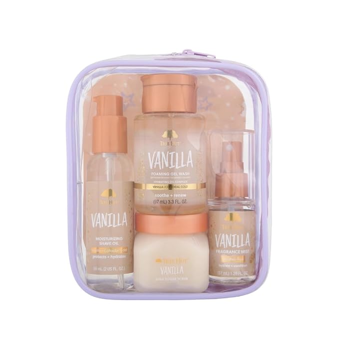 Tree Hut Vanilla Everything Shower Gift Set for Women, Exfoliating Body Scrub, Body Wash, Shave Oil & Body Spray, Self Care Gift Set, Hydrating & Moisturizing with Shea Butter, Travel Size