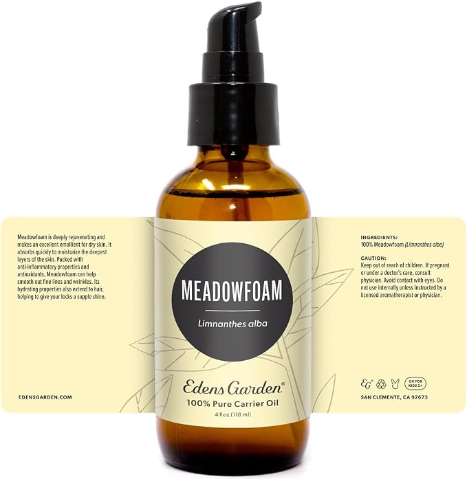 Edens Garden Meadowfoam Carrier Oil- 100% Pure Premium Cold Pressed & Hexane Free, Natural Moisturizer for Face, Skin, Body, Hair, Scalp, Lip & Nail Care, Diluting Essential Oils 118 ml (4 fl oz)