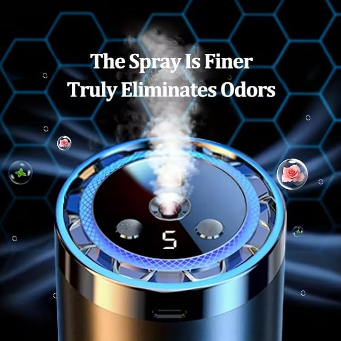 Car USB Aroma Diffuser, Portable Aroma Diffuser, with LED Ambient Light, Easy to Operate, deodorizing Function, Suitable for Cars and Home use, Comes with 3 Bottles of Ocean Essential Oil