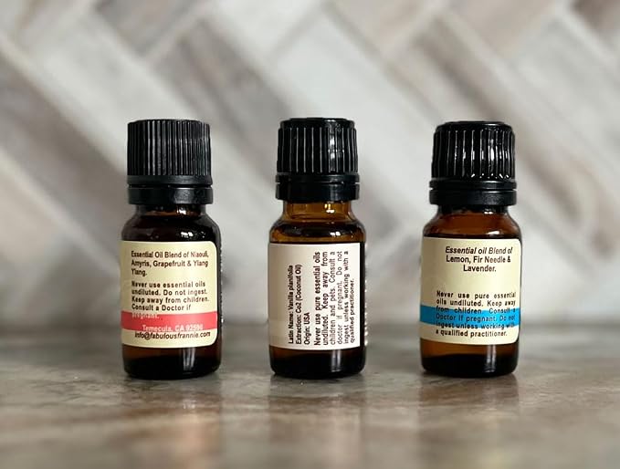 Fabulous Frannie Freedom Set Made with Pure Essential Oils Comes with Celebration Blend, Romance Blend and Vanilla 10ml (Pack of 3)
