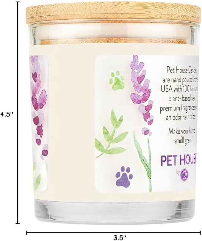 One Fur All Pet House Candle 2 Pack - Plant-Based/Soy - Clean Burning Scented, Long Lasting Pet Odor Candle for Home - Lavender Green Tea