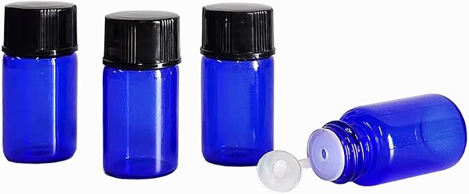 36Pcs Cobalt Blue Glass Bottles For Essential oils 3ml, Empty Refillable Vials Sample Bottles, with Orifice Reducers and Black Caps ﻿ (3ml)