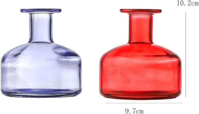 Purple Empty Glass Reed Diffuser Bottles,300ml Refillable Diffuser Bottle for Essential Oils,Aromatherapy Container for DIY Replacement Diffuser,Fragrance Decoration,Crafts Decor,Small Flower Vase