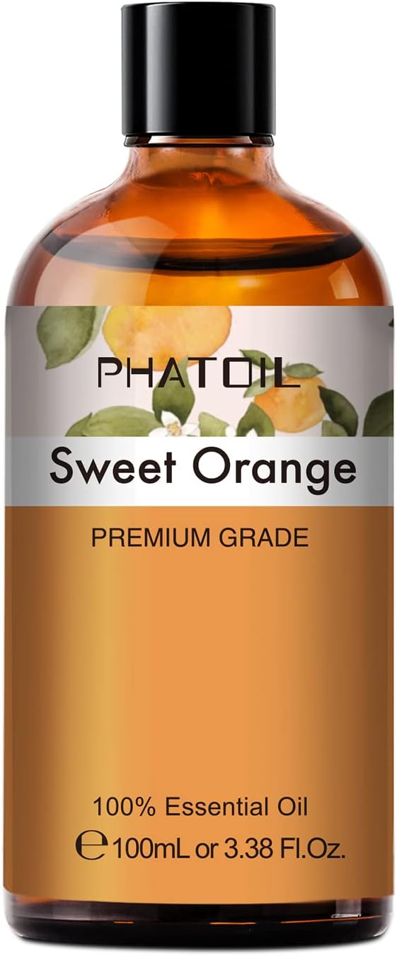 Sweet Orange Essential Oil, 3.38Fl.Oz PHATOIL Pure Essential Oil Singles for Aromatherapy Diffusers, Humidifiers, Great for DIY Candle and Soap Making, Gift for Friend