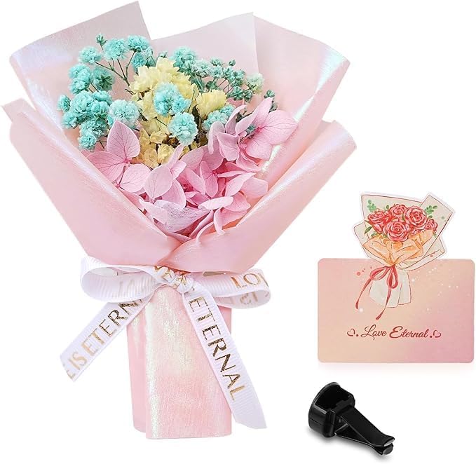 Small Bouquet Car Air Freshener Vent Clips Mini Fresh Flower Bouquet Air Conditioning Outlet Perfume Clip Decoration Essential Oil Diffuser Vent Clip Auto Interior Accessories for Car Decor