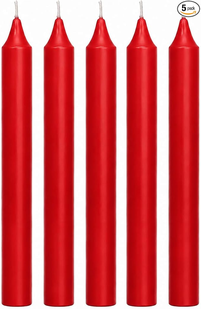 6 Inch Taper Candle 5 Pack Spell, Wicca, Santeria, Energized Candles Velas de 6 Pulgadas Paquete de 5 Velas (RED)