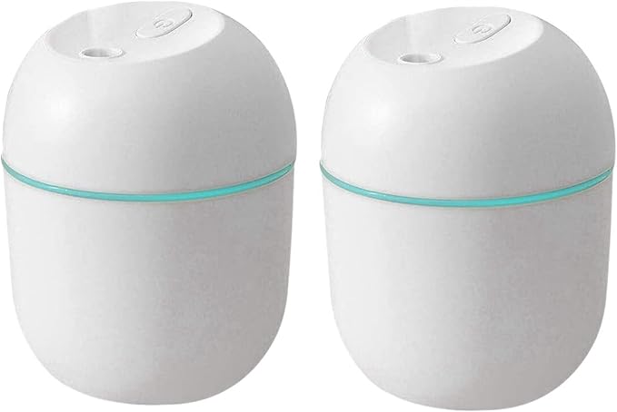 2X Air Humidifier USB Small 220Ml Mini Portable Cool Mist Diffuser for Bedroom Office Desk Car Aroma Atomizer,White