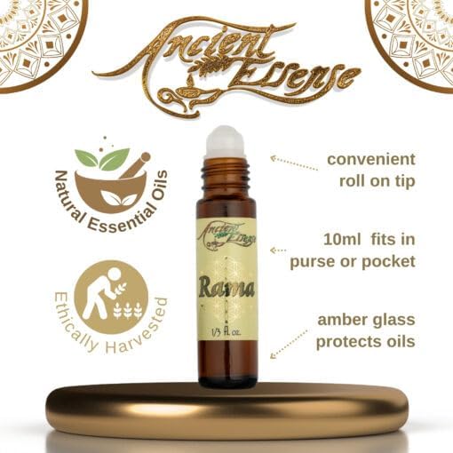 Ancient Essence Rama Roll On Essential Oil for Men & Women Vibrant Mystique Fragrance Aromatherapy Calm & Relaxing Rejuvenates Skin (1/3 FL OZ)
