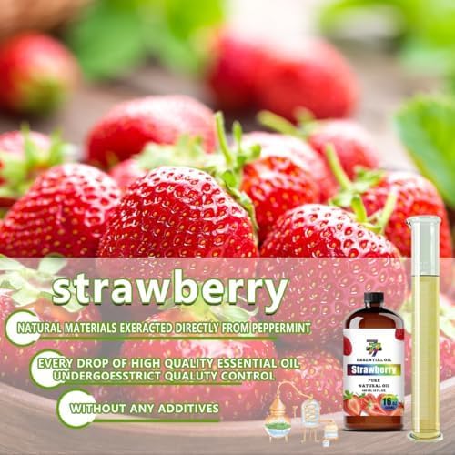 Strawberry Essential Oil, Strawberry Oils, for Diffuser, Humidifier, DIY Candles, Soap, Kids Room, Home, Gift, Essential Oil, GV77ZF Strawberry Fragrance Oil - 16 fl oz (480 ml)