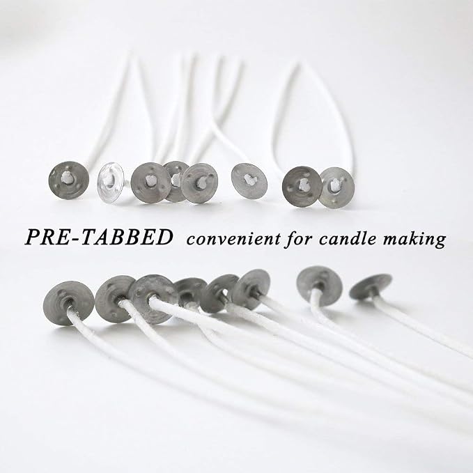 EricX Light 100 Piece Natural Candle Wick, Low Smoke 6" Pre-Waxed & 100% Natural Cotton Core,For Candle Making,Candle DIY