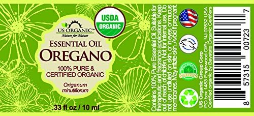 US Organic 100% Pure Oregano Essential Oil - USDA Certified Organic, Steam Distilled (10 ml)