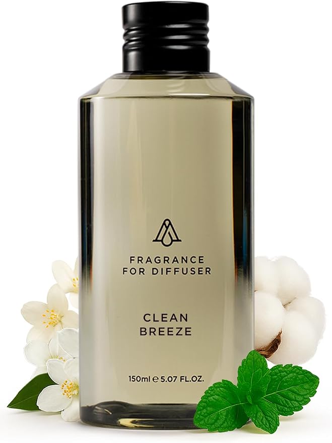 AromaPlan Scents, Clean Smelling Essential Oils, Clean Breeze Inspired by D. (5 Fl Oz /148ml)-Fresh Scent Essential Oil for Diffuser, USA Fragrance, Bigger Bottle, Bolder Aroma & Longer Lasting