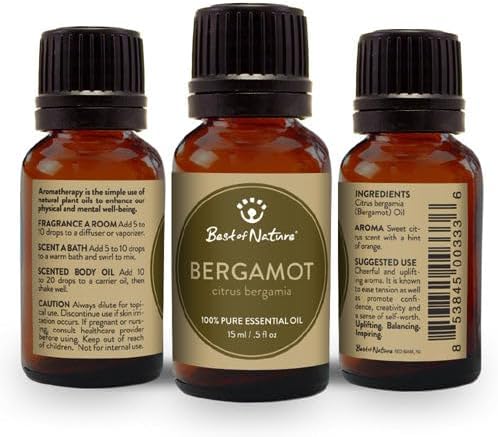 Bergamot Essential Oil for Diffuser Aromatherapy – Best of Nature 100% Pure Undiluted Oils for DIY, Home Fragrance, and Topical Use