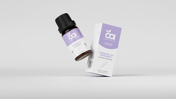 Rosemary Essential Oil by Organic Alley | 100% Pure Rosmarinus Officinalis Oil, Therapeutic Grade | Aromatherapy Essential Oil for Clarity & Focus (0.33 Fl Oz)