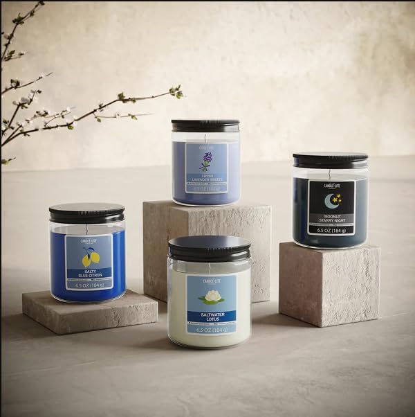 Candle-Lite 2 Pack Scented Candles, Moonlit Starry Night, 6.5 oz Jar, Proudly Poured in The USA, Aromatherapy Candle Set, Single-Wick with 40 Hours of Burn Time, Ideal Gift for Men and Women