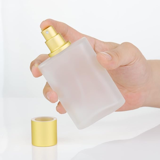 100ml 3.4oz Frosted Glass Spray Bottle | For Essential Oils & Perfume, Empty Refillable Atomizer, Fine Mist, Includes Makeup Funnel, 3ml Dropper & Gift Bag