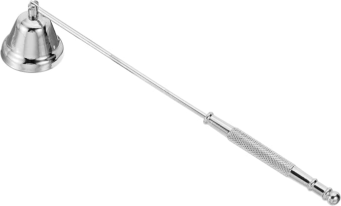 uxcell Candle Snuffer, Candle Extinguish with Long Handle, Wick Flame Snuffer Extinguish Accessory Bell-Shaped for Putting Out Flame Home Decor Gifts, Silver